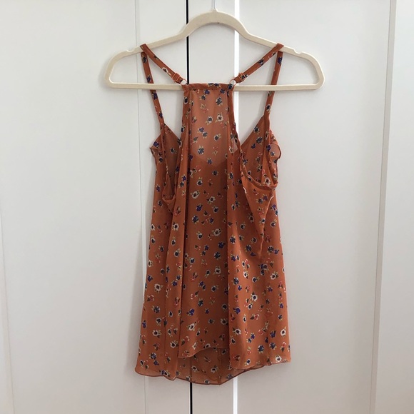 Orange Floral Ruffle Racerback Tank - Picture 2 of 4